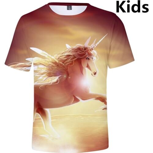 3 To 13 Years Kids t shirt Unicorn 3D full Print t-shirt Boys Girls Short Sleeve Kawaii tshirt T-shirt Children Clothing