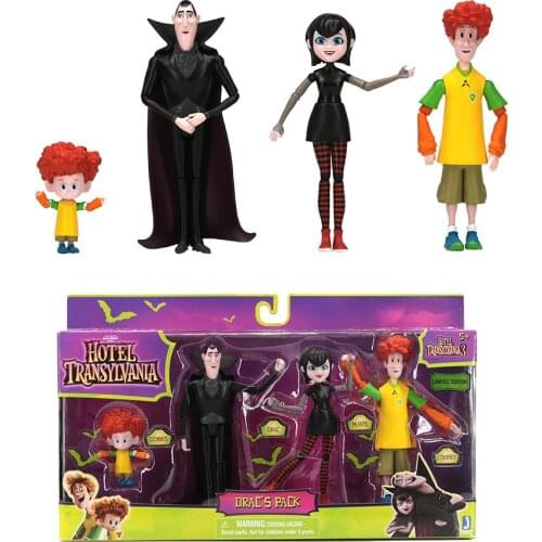 Hotel Transylvania Vampire Dracs Pack Action Figures Dracula Mevis Jonathan Dennis Movable Joints Model Toys DIY Scene Doll