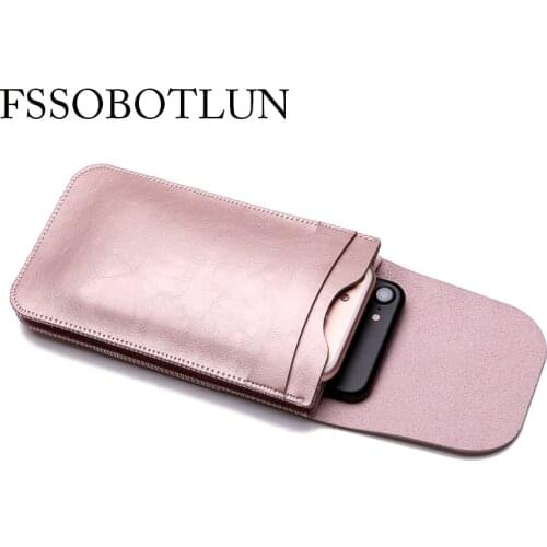 FSSOBOTLUN,Universal 6.0 inch Double Pocket Waist Belt Microfiber Leather Case ForZTE Nubia Z11 Max/Imperial Max Z963U/jiake A8