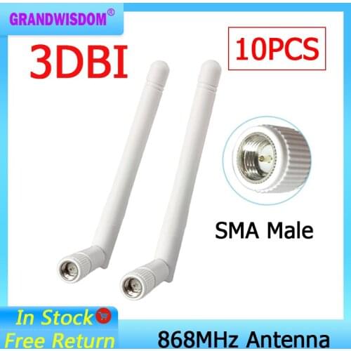 868MHz Antenna LORA 10pcs 915MHz 3dbi SMA Male Connector GSM 915 MHz 868 MHz antena outdoor signal repeater waterproof Lorawan
