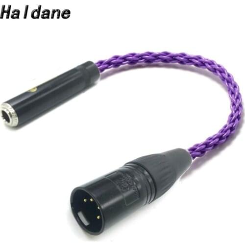 Haldane HIFI 4-Pin XLR Male Balanced to 6.35mm 1/4 Female Single Crystal Coppe Silver Plated Audio Adapter Cable 6.35mm to XLR