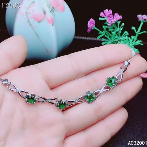 KJJEAXCMY fine jewelry natural Diopside 925 sterling silver new women gemstone hand bracelet support test beautiful