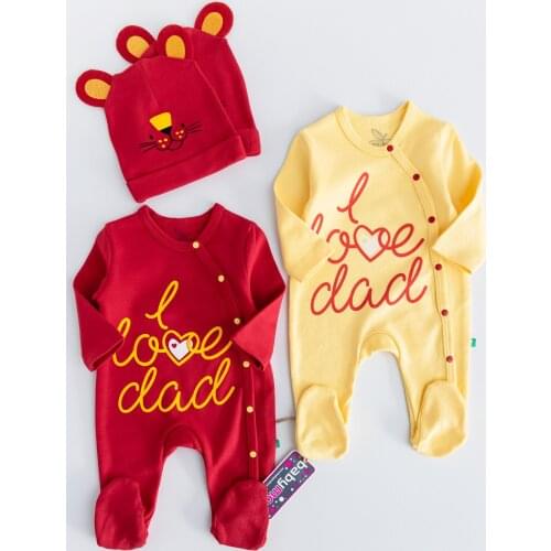 Babymod I Love Dad Fan Yellow and Red Double Baby Jumpsuit Set