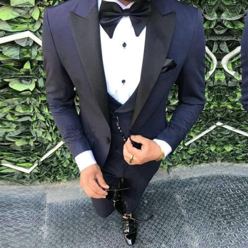 Suits for Men Custom Made Terno Slim Groom Custom 3 Piece Wedding Mens Suit Masculino (Jacket+Pant+Vest+Bow)