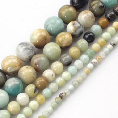 Round mixed color amazonite stone beads natural stone beads DIY loose beads for jewelry making strand 15 inches wholesale