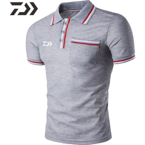 Daiwa Summer T Shirt Men Cotton Short Fishing Shirt Polo Shirts Top Sports Mens Casual Shirts Breathable Fishing Clothing Men