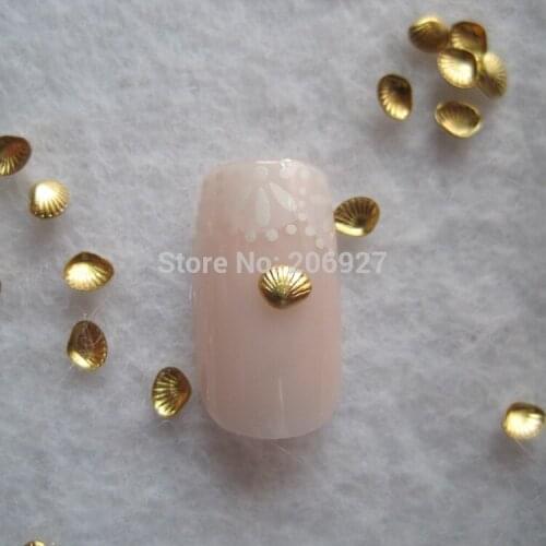 MD-699 30pcs Nail Decoration 2*3mm Metal Gold Shell Metal Nail Art Decoration