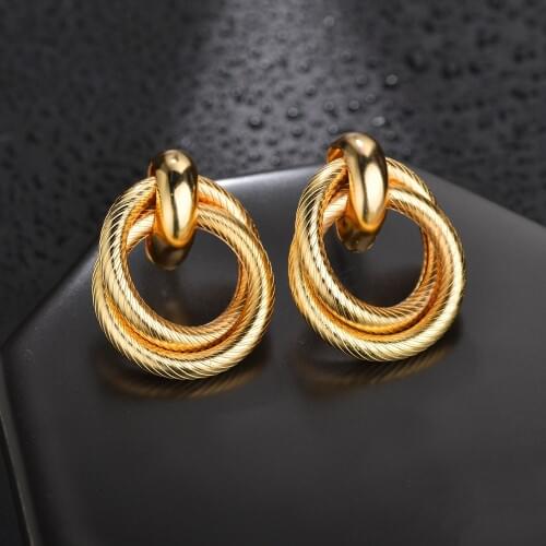 MESTILO 2019 Hot Exaggeration Alloy Wrap Earrings Female Alloy Round Circle Hoop Earrings For Women Party Statement Jewelry Gift