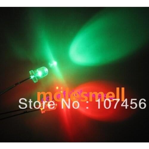 100pcs/lot 5mm flashing red/green flash led LED(10000mcd)5mm blinking red/green led 5mm light-emitting diode water clear lens