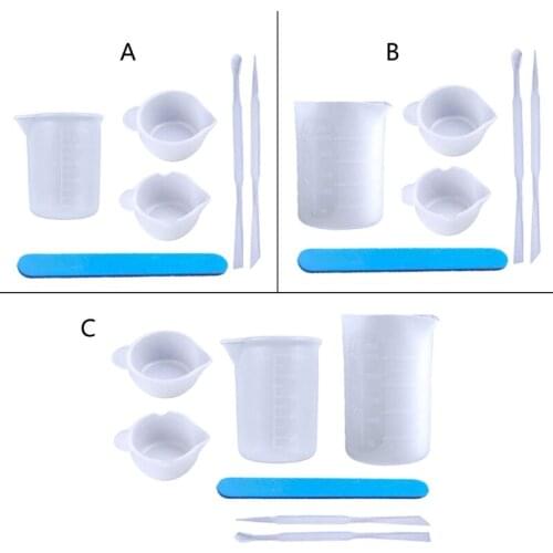 Resin Glue Tools Set Reusable Nonstick Resin Art Mixing Measuring Cups Silicone Stir Stick for UV Epoxy Mold DIY Jewelry Making