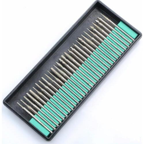 High Quality 30PCS Diamond Coated Drill Bit Set Rotary Tool Burr Grinding 3mm Head Shank electric grinding engraving