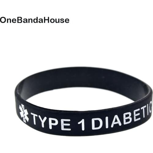 OBH 50PCS TYPE 1 DIABETIC INSULIN DEPENDENT Silicone Bracelet Capital Letter 6 Colors