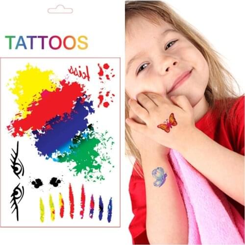 Wholesale Kid Creative colorful graffiti Metallic Tatoo Temporary Tattoo Waterproof Child Body Tatuajes 500pks/lot free shipping