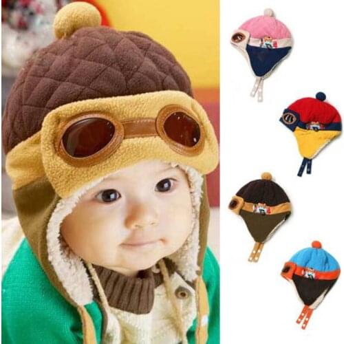 Autumn Winter Toddlers Warm Cap Hat Beanie Cool Lovely Baby Boy Girl Kids Infant Winter Pilot Cap Children Kids Hat 4 Colors