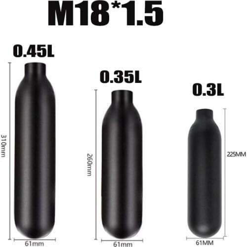 Pcp Paintball Airforce Hpa Cylinder Air Bottle 0.3l / 0.35l / 0.45l Tank 300bar 4500psi M18 * 1.5