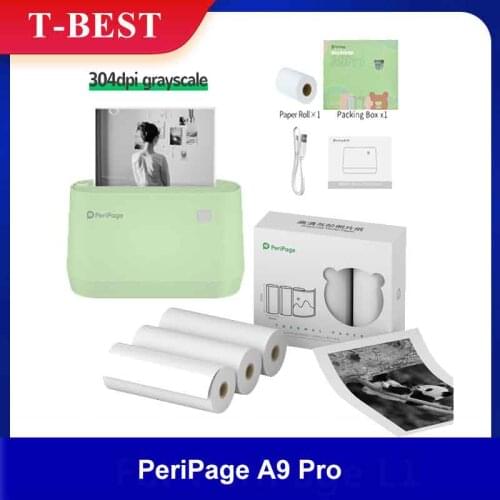 Original PeriPage A9 Pro BT Portable Thermal Pocket Printer 304dpi Grayscale Mode Compatible with Android iOS Smartphone Windows