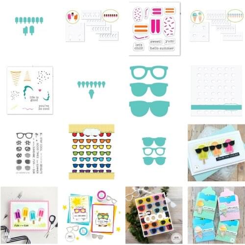 Summer package glasses popsicle cones New Metal Cutting Dies & Stamps Scrapbook Dairy Decoration Stencil Embossing Template DIY