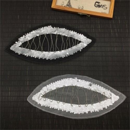Mesh lip sequined patches sewing on garment accessories decoration stick embroidery applique patches for clothing