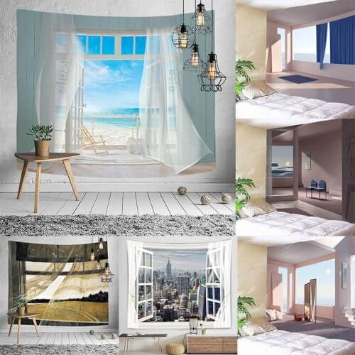 Nordic Ins Wall Hanging Tapestry Window Scenery Background Cloth Home Living Room Bedroom Creative Fabric Hanging Painting Cloth