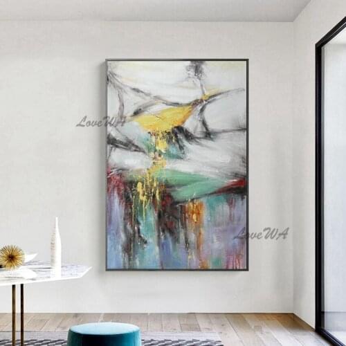 Light Colors With Colored Textures Are Modern Abstract Oil Painting Wall Art Decoration Canvas Handmade Frameless Painting