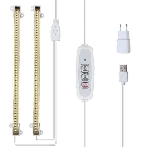 LED Plant Grow Light Strips with Auto ON & Off 2/4/8H Timer 4 Levels Brightness Dimmable for Indoor Plants Full Spectrum Growth