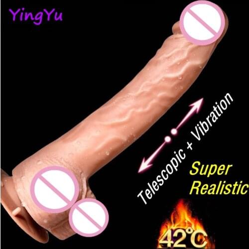 Telescopic Big Dildo Vibrator Heating Dildos Vibrators Realistic Dildo Penis Suction Cup Sex Toys Female Masturbation for Women