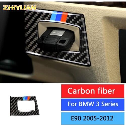 Carbon Fiber Interior Ignition Switch Decals Decoration Cover Trim Stickers Car Accessories For BMW 3 Series E90 2005-2012