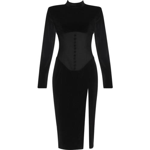 Nice New Arrival Bandage Dress Sexy Long Sleeve Bodycon Women Dresses Velet Spring Summer Ladies Clothing