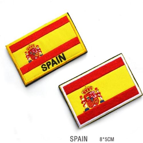 1PCS Embroidery Spain Flag Patch Backpack Patch Bag Jacket Armband Badge Hook and Loop Sticker Sew On Spain Patches for Armband