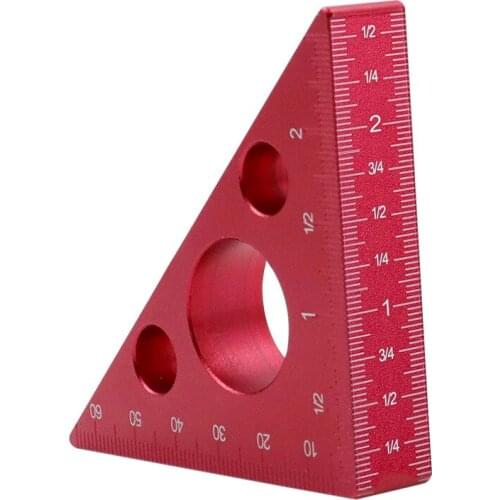 1PC 45 Degree Aluminum Alloy Angle Ruler Inch Metric Triangle Ruler Carpenters Workshop Woodworking Square Multifunction Tool