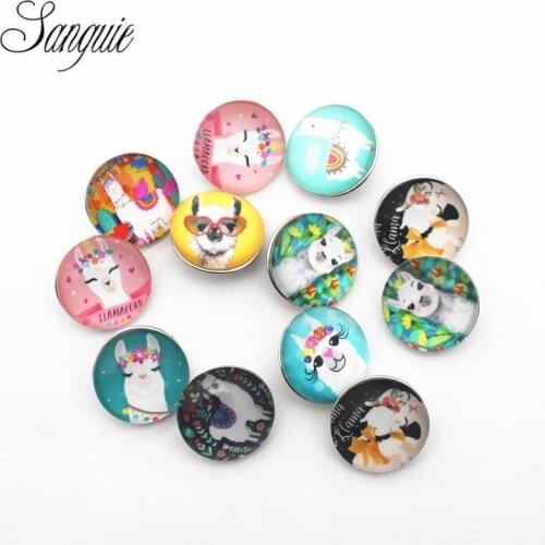 10pcs/lot cartoon animal 18mm glass Snap Buttons crystal Charms button Fit DIY 18mm Snap Bracelets Replaceable Buttons Jewelry