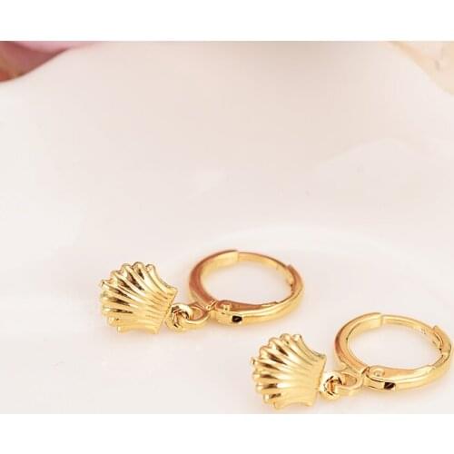 2pairs small cute shell Gold Color Copper Earring Women/Gril Gift Lovely Cute Animal Charm Jewelry kids gift diy charms