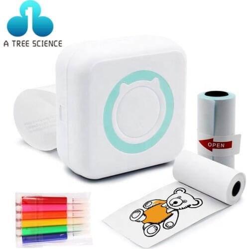 2021Mini Portable Thermal Printer Print Paper Photo Pocket Thermal Printer 58mm Printing Wireless Bluetooth Android IOS Printers