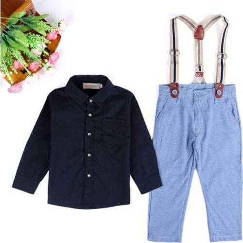 3PCS /Set Fashion Baby Boys Long Sleeve T-Shirt Tops+Braces+Trousers Clothes Fashion Kids Outfits Set For 1-6Y