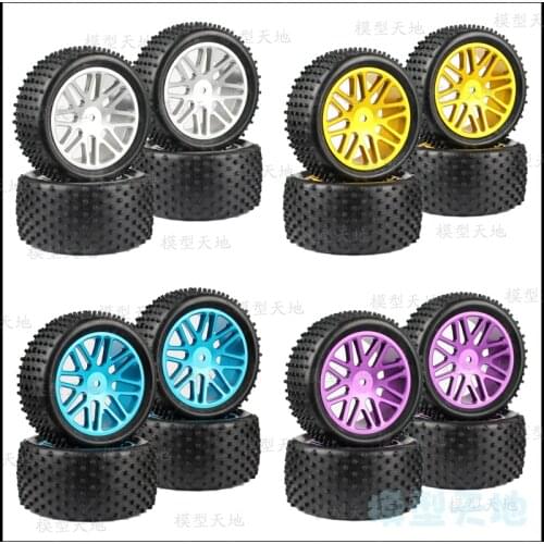 4PCS 85MM Off-Road Short Truck Tires Rubber Tyre Metal Aluminum Alloy Wheel Rim Hex 12MM For Nanda HPI HSP 94106 94107 66020-40