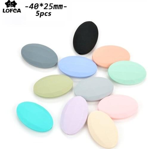 5pcs/lot Flat Oval Loose Silicone Beads For Teething Necklace Silicone Loose Beads For Baby Teether BPA Free 16 color