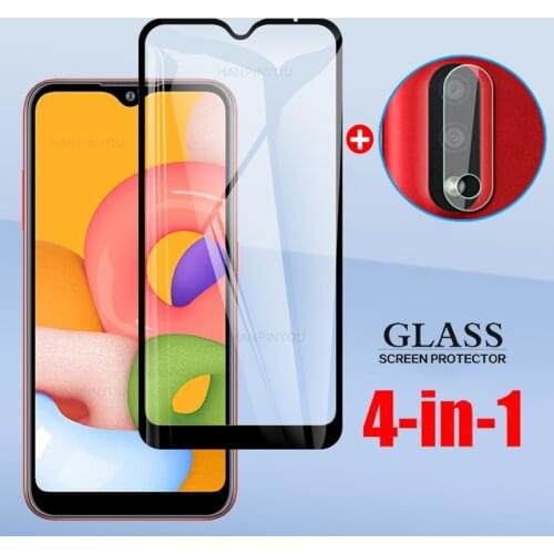 4-In-1 For Samsung Galaxy A01 SM-A015F A015G Full Cover Tempered Glass For Galaxy A01 Camera Lens Screen Protector Glass