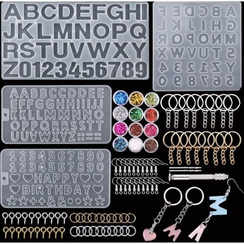 Alphabet Resin Molds Kit Backward Letter Number Silicone Casting Molds Resin Epoxy Molds For Keychain Making Pendant Jewelry DIY