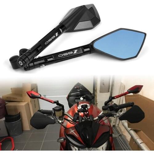 CNC Aluminum Motorcycle Rearview Mirrors Blue Anti-glare Mirror For KAWASAKI Z650 Z 650 z650 2017 2018 2019 2020 Accessories