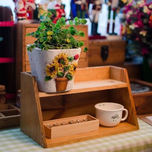 Antique Wood Toy Storage Shelf Hot Sales Retro Standing Wood Racks Desktop Kitchen Organizer Home Decoration Shelf Wooden Shelf