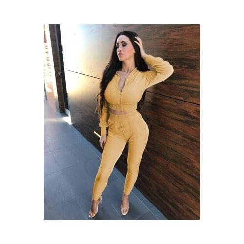 Velvet Suit Womens Autumn Winter Solid Color Zipper Sweatshirt And Foot Sports Trousers Two-Piece Set Fashion Women Ensemble
