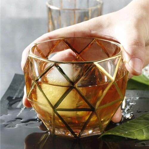 Czekh Golden Edge Pointedness Crystal Wine Cup Whiskey Glass Unique Shape Classical Beer Brandy Chivas Glasse Vasos De Cristal