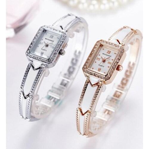 Fashion Ladies Wrist Watch Luxury Women Watches Square Roman Numeral Stainless Steel Band Clock Analog Quartz Bangle Reloj Mujer