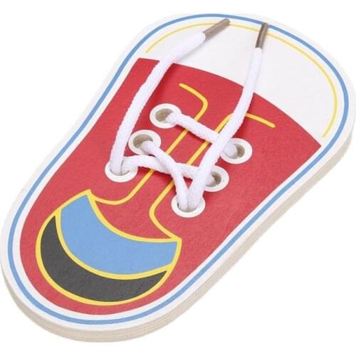Kids Cute Wooden Shoes Clothes Puzzles Toys Children Montessori Early Learning Tie Shoelaces Puzzles Board Wood Educational toys