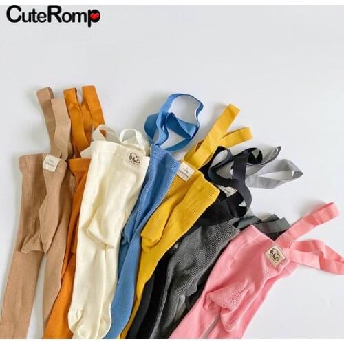 Breathable Infant Kids Suspender Pantyhose Spring Autumn Baby Girls Boys Cute Solid Color High Waist Bandage Overall Leggings