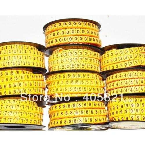 EC-2 number 0-9 Insulate Plastic Round Cable Marker For Cable and Sign 4mm2 10roll/lot