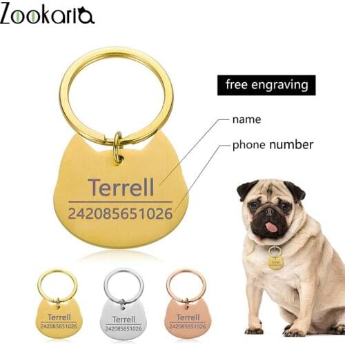 Free Engraving Pet ID Tag Anti-lost Pet Cat Collar Accessories Decoration Personalized Collars Cat Tags Engraved Tel Name Tag