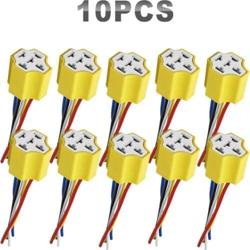 JGAUT 12V 24V 10 Pieces Ceramic Relay 4-PIN 5-PIN Relay With Wiring For Auto Car Wire Wiring kit Controller 12V 24V