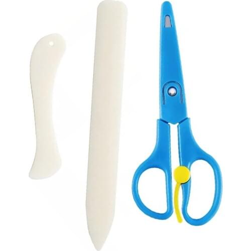 KAOBUY 3PCS Real Bone Folder Tool, Origami Paper Creaser Scoring Tool And Paper Crafting Supplies With Scrapbooking Scissors