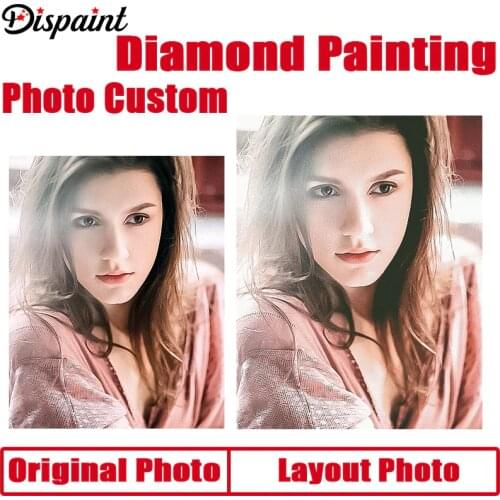 Dispaint Photo Custom Diamond Painting Cross Stitch Full Square/Round Rhinestone DIY Diamond 3D Diamond Embroidery Gift Sale
